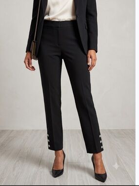 NWOT kate spade Black Cropped Dress Pants with Decorative Hem Buttons